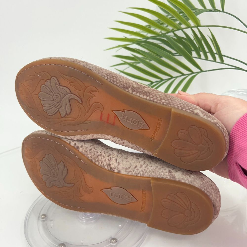 Born Women's Adour Flats Size 7.5 Ballet Shoe Brown Tan Leather Snakeskin Comfy - Picture 9 of 14